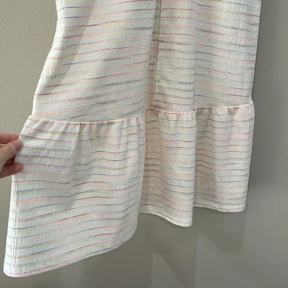 LOFT Cream Tie Shoulder Dress with neon threading accents in size SP - Picture 3 of 8